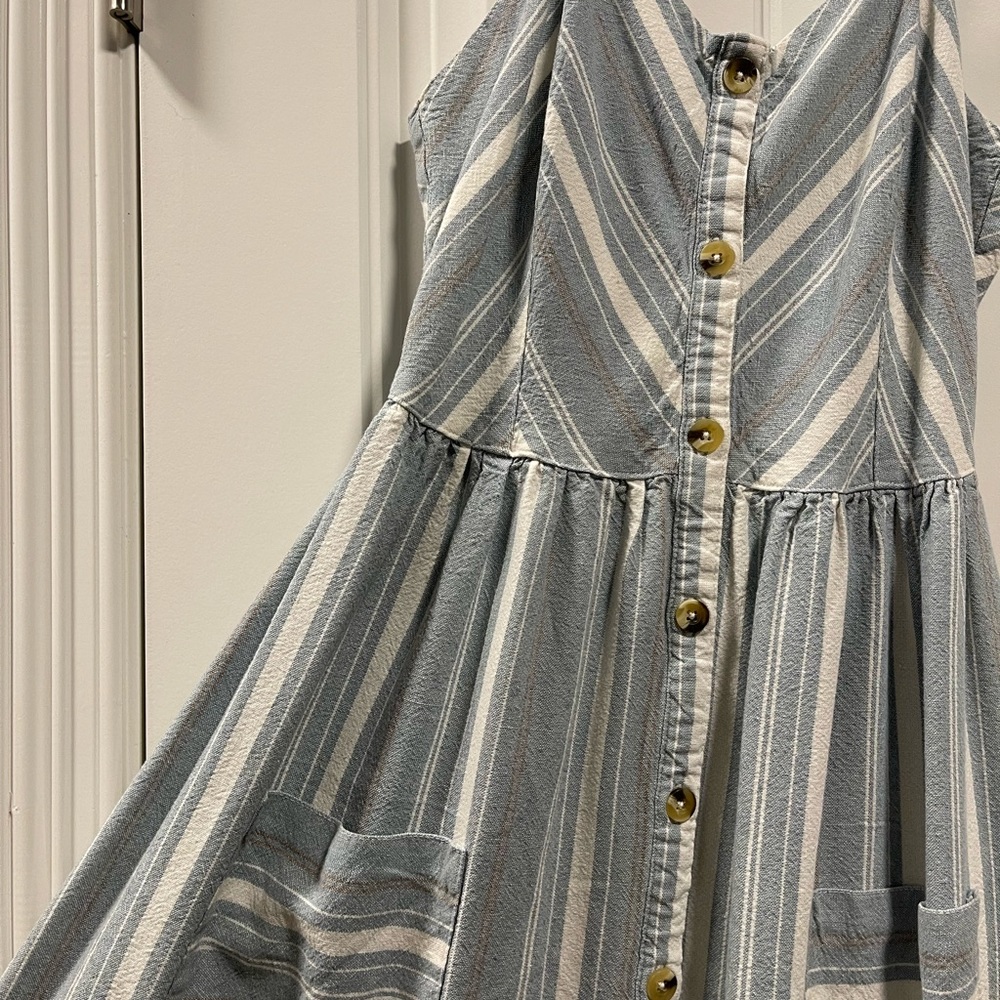 Long light blue & cream summer dress